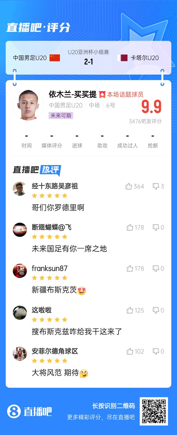  依木蘭+陳澤仕泰山中場連線！19歲依木蘭獲封：新疆布斯克茨！