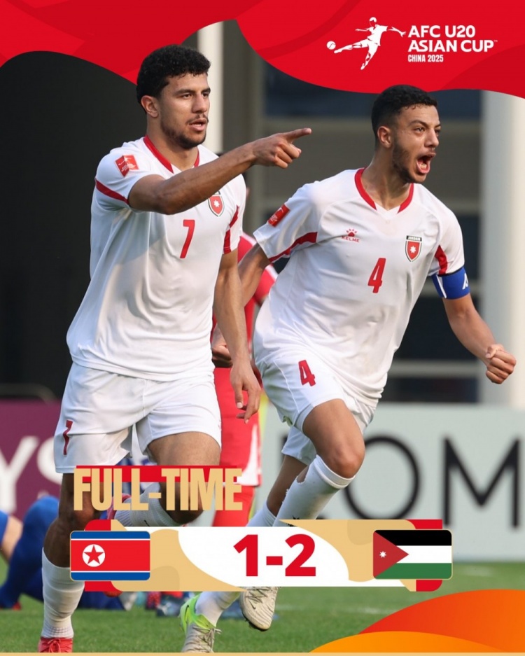  U20亞洲杯B組：朝鮮1-2不敵約旦，兩輪1分暫列B組末尾