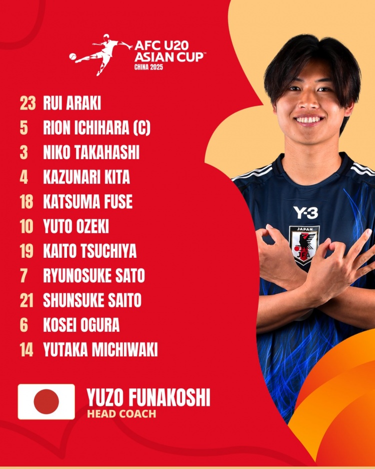  日本U20vs敘利亞U20首發(fā):高橋仁胡、佐藤龍之介出戰(zhàn) 高岡伶颯替補(bǔ)