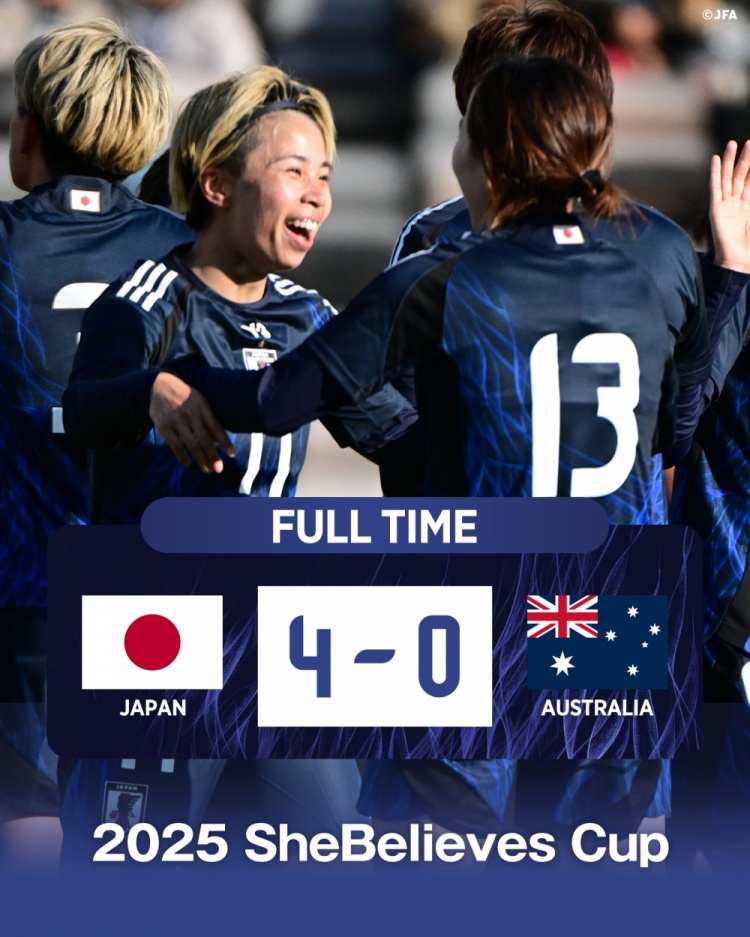  熱身賽日本女足4-0澳大利亞女足，田中美南2射1傳&長谷川唯任隊長
