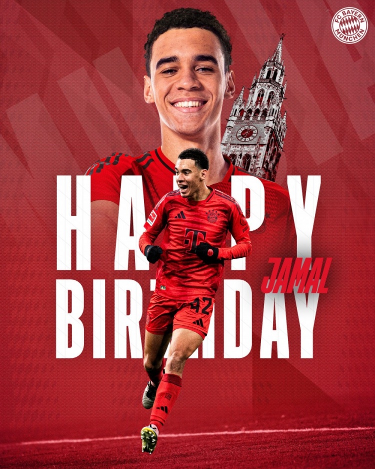  拜仁官方祝穆西亞拉22歲生日快樂，加盟至今出戰(zhàn)196次獲59球38助