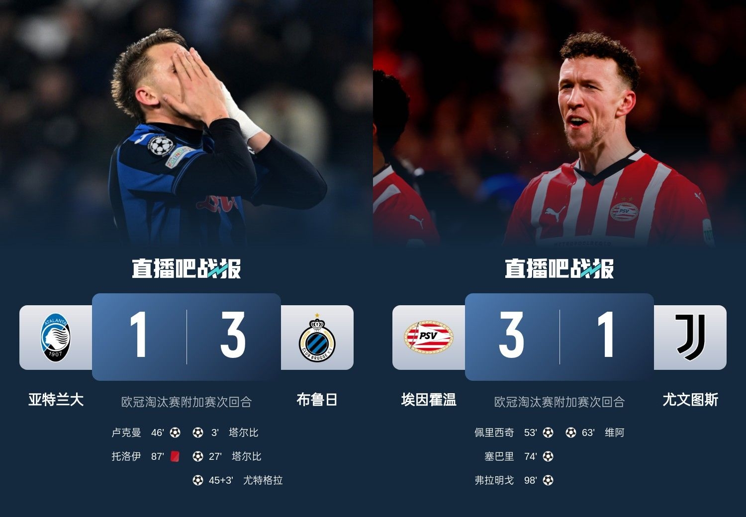  真是意甲拉垮？PSV淘汰尤文后3連敗，布魯日爆冷真藍(lán)黑后1勝難求