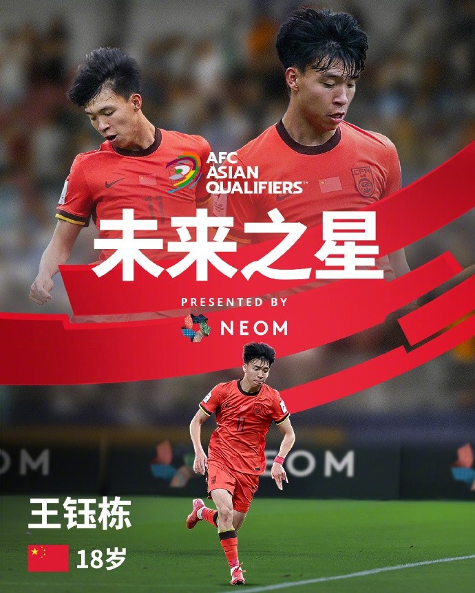  亞洲杯官方社媒發(fā)布王鈺棟個(gè)人海報(bào)：青年軍的旗幟，飄揚(yáng)在前哨