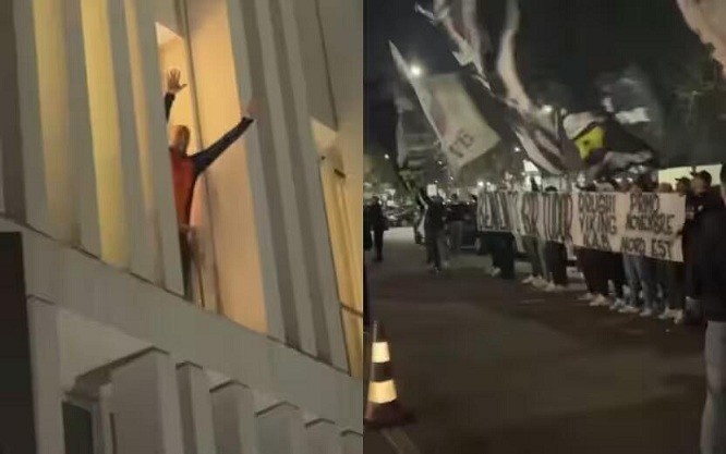  都體：尤文球迷來到酒店外支持新主帥，圖多爾向球迷們揮手致意