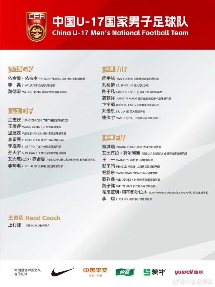  北青體育：U17國(guó)足落選球員彭子鳴、李星辰、陳子凡仍留隊(duì)合練